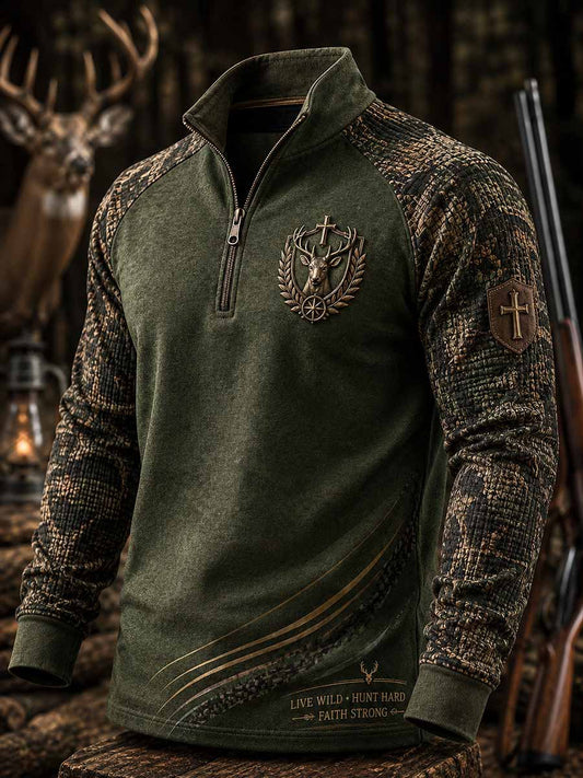 Men's Vintage Traditional Reindeer Pattern Printed Polo Shirt