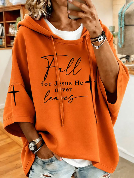Women’s Fall For Jesus He Never Leaves Hoodie