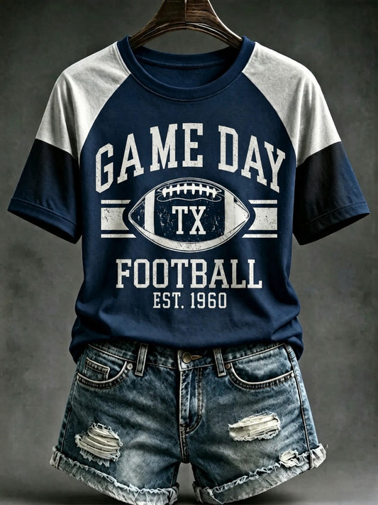 Women's Football Game Day Printed T-shirt