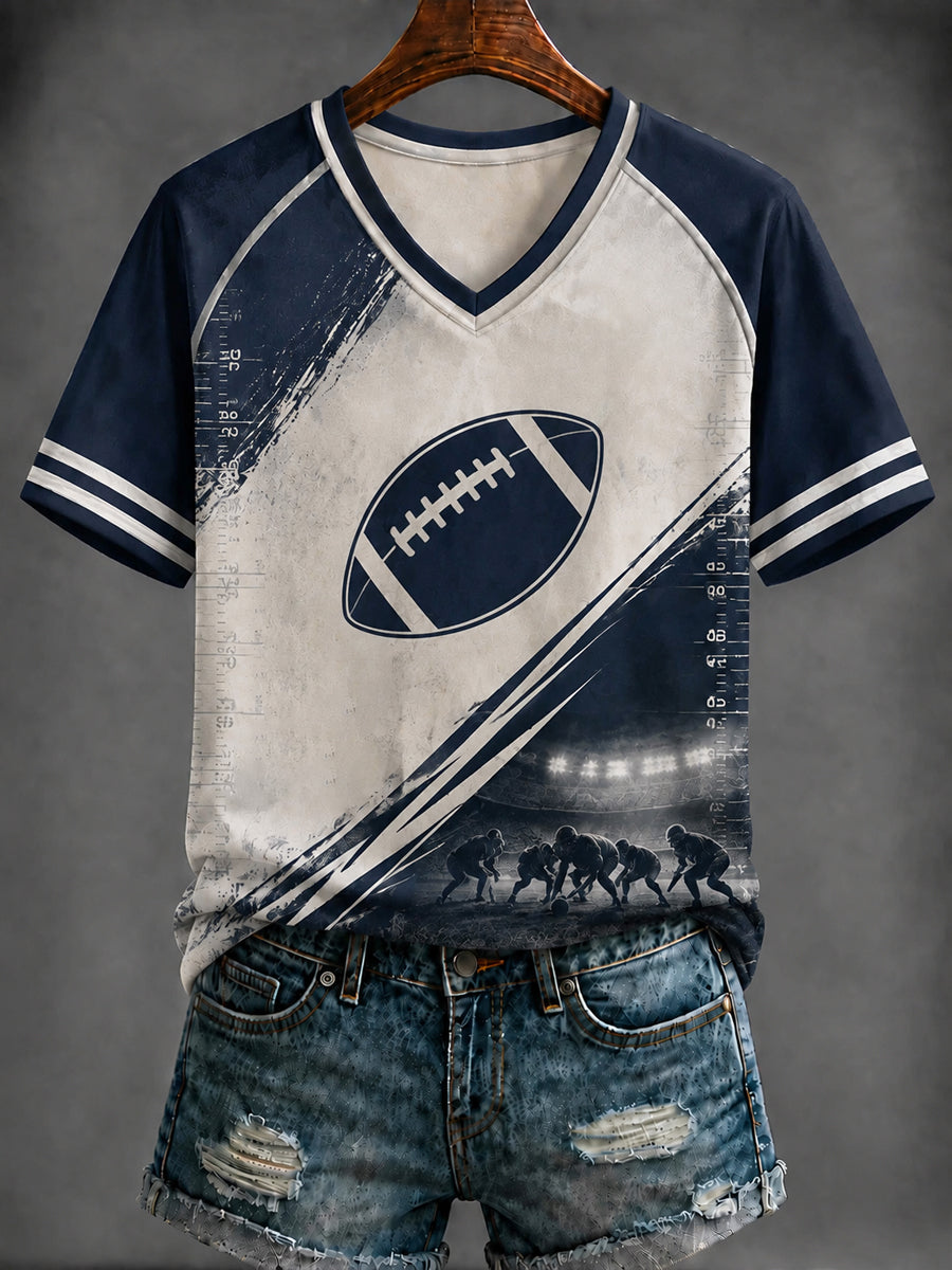 Women's Dallas Cowboys Football Printed V-neck T-shirt