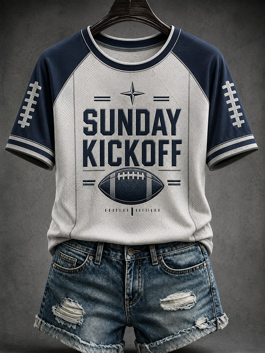 Women's Football SUNDAY KICKOFF Printed T-shirt