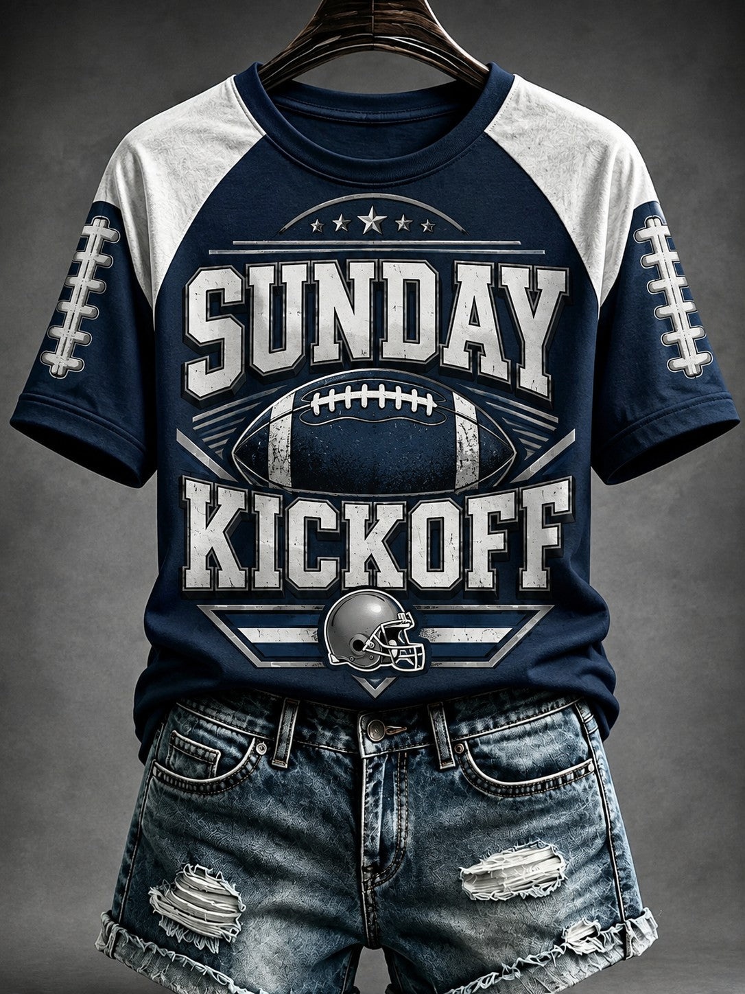Women's Football SUNDAY KICKOFF Printed T-shirt