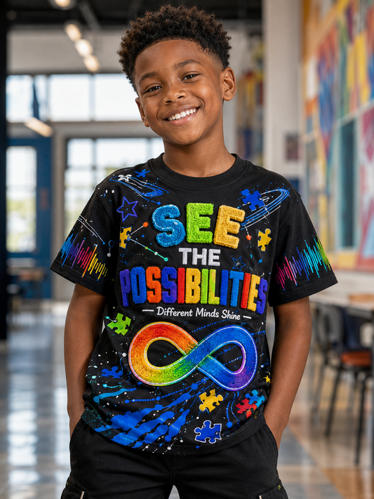Children Autistic Disorder Print Short Sleeve T-Shirt