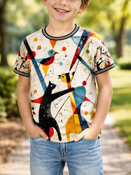 Boys’ Casual T-shirt with Animal Graffiti Print
