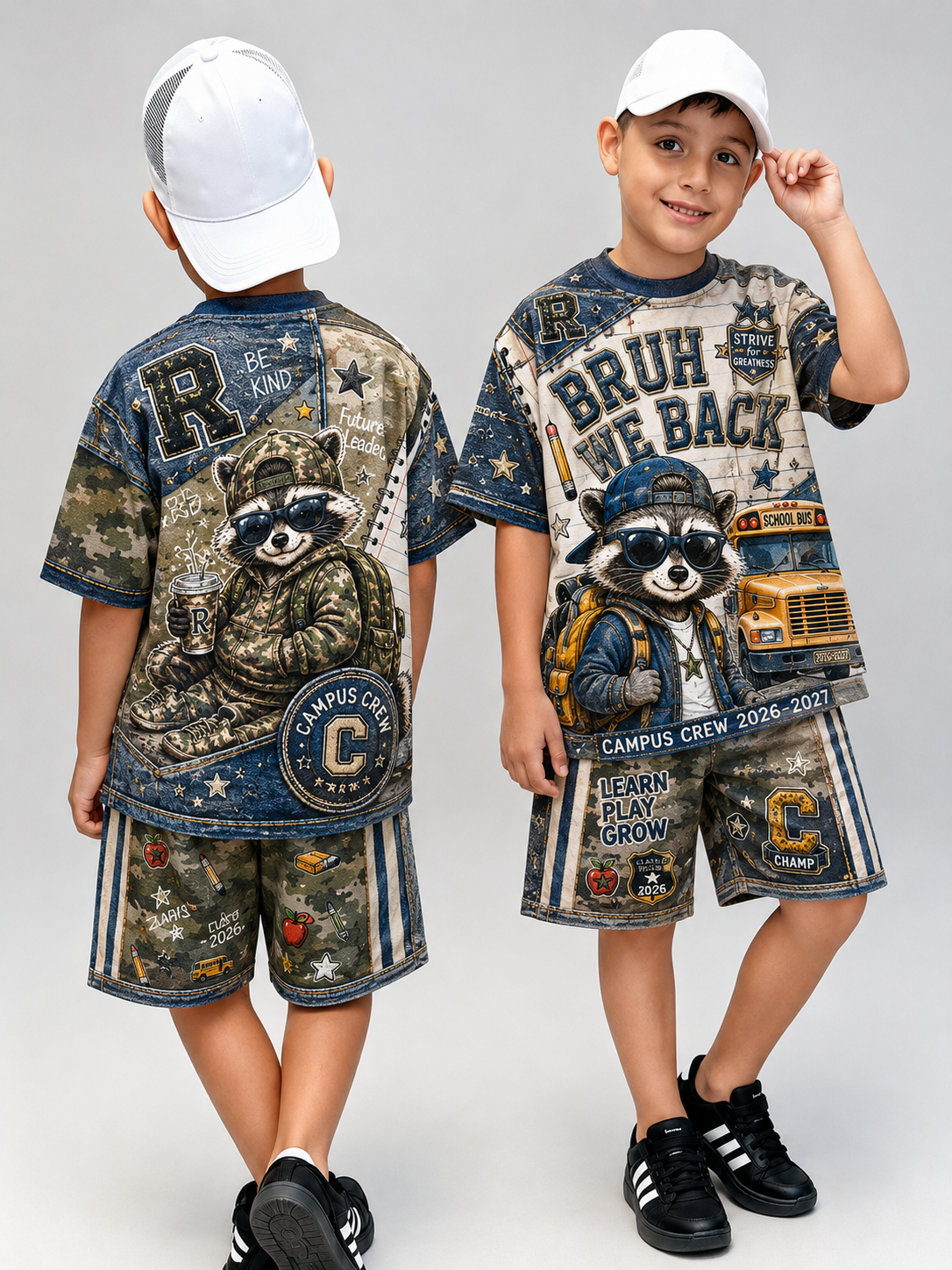 Back-To-School Season Short-Sleeve Shirt Set