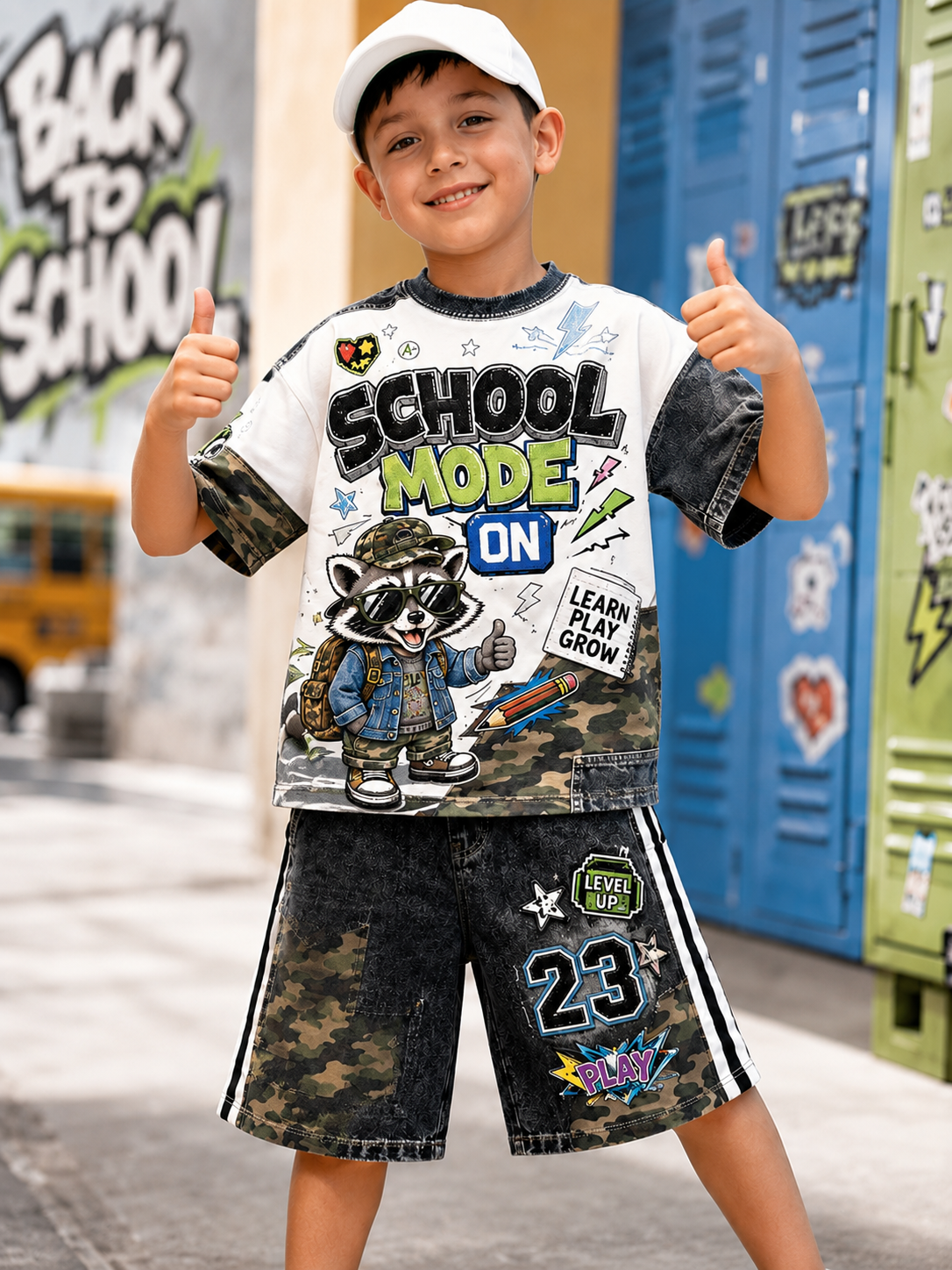 Back-To-School Season Short-Sleeve Shirt Set
