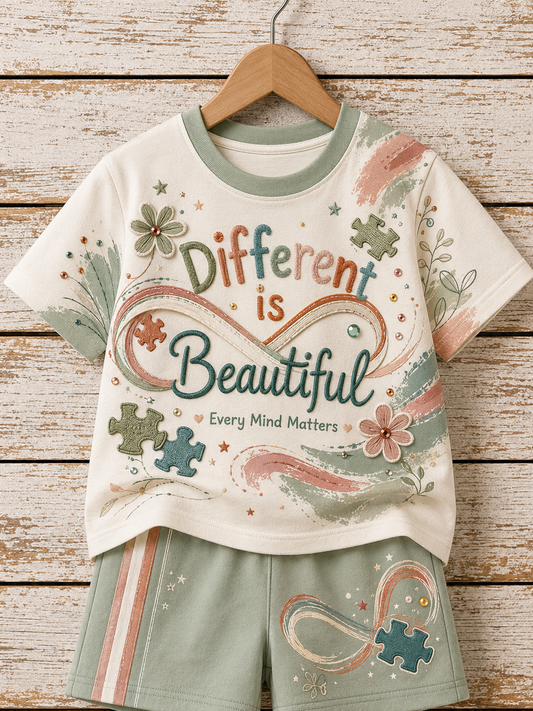 Children Autistic Disorder Short-Sleeve Shirt Set