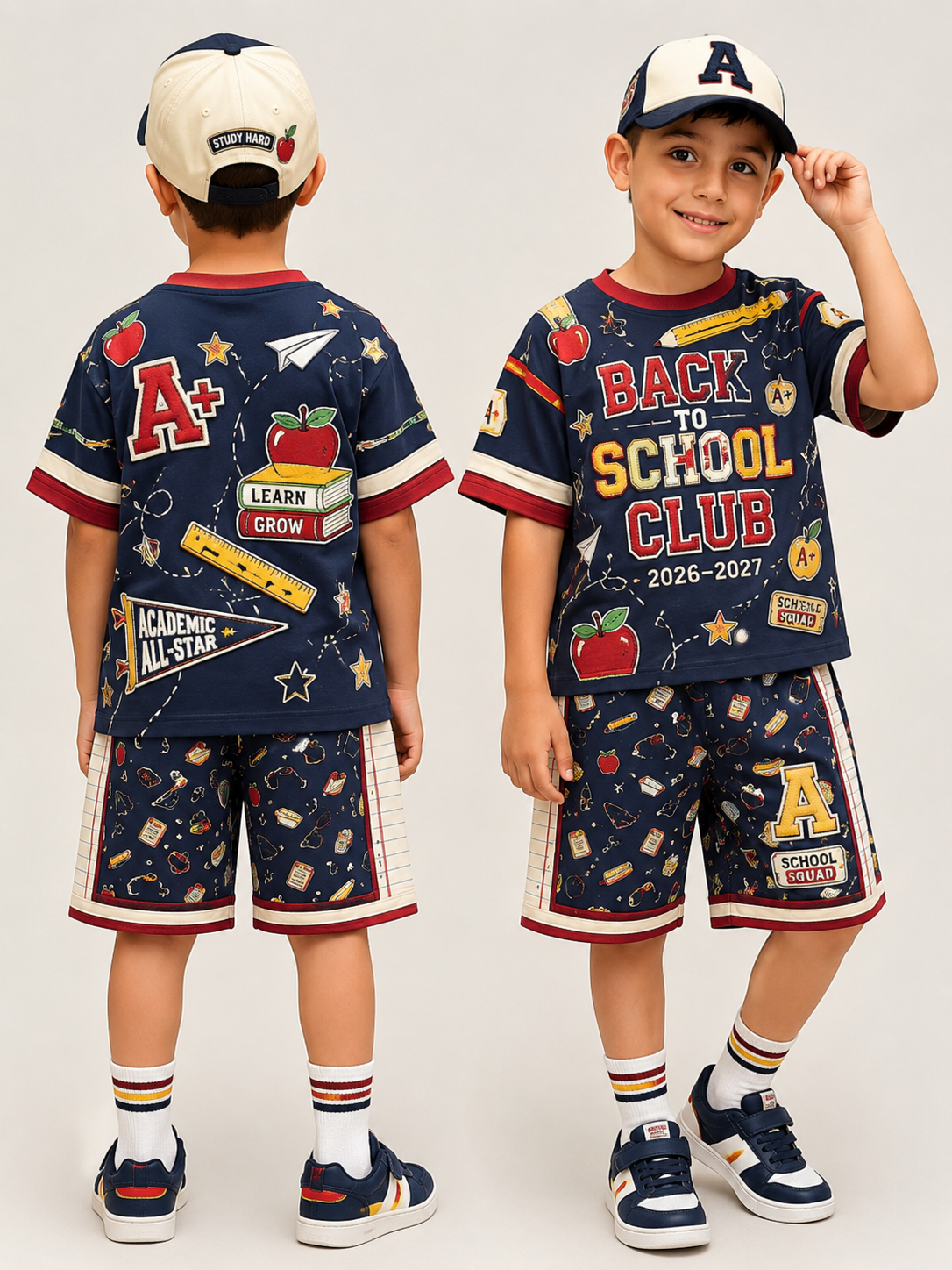 Back-To-School Season Short-Sleeve Shirt Set
