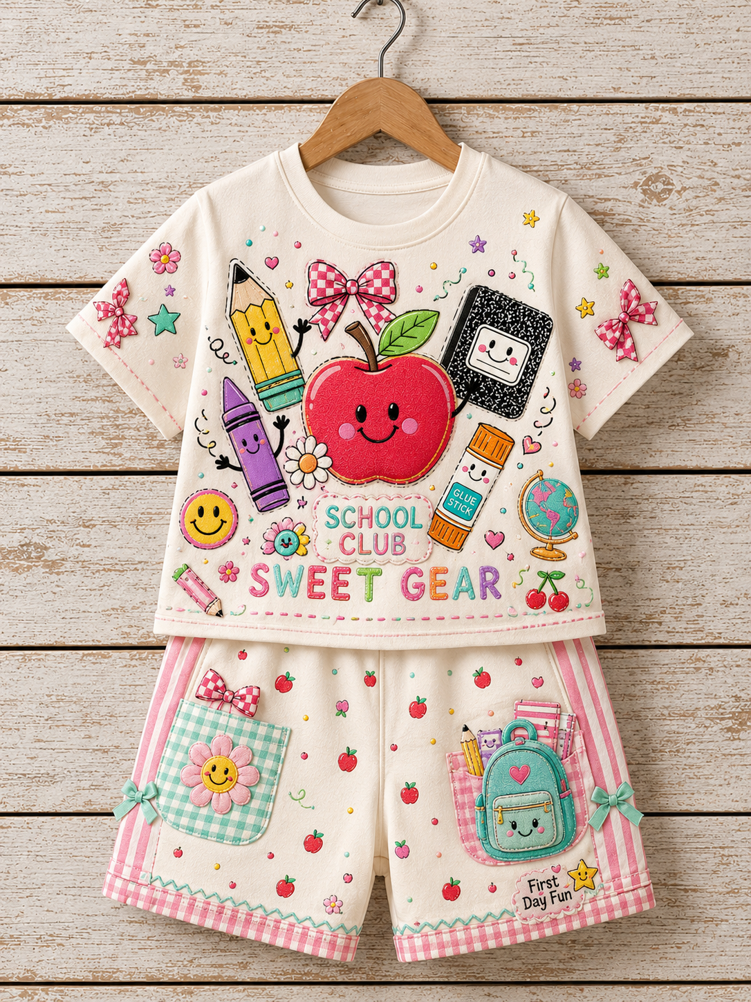 Back-To-School Season Short-Sleeve Shirt Set