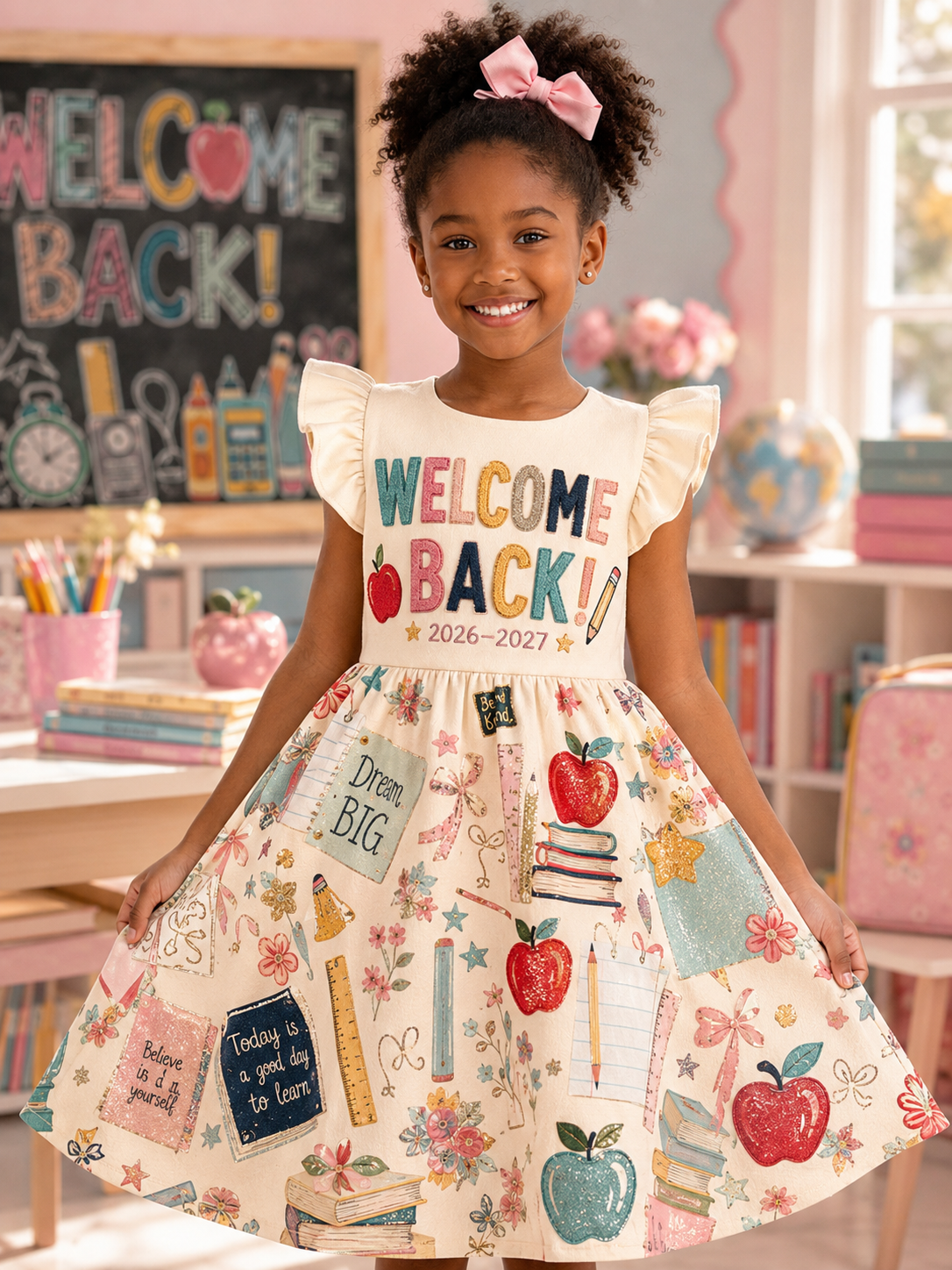 Children's Back-To-School Season Art Print Casual Dress