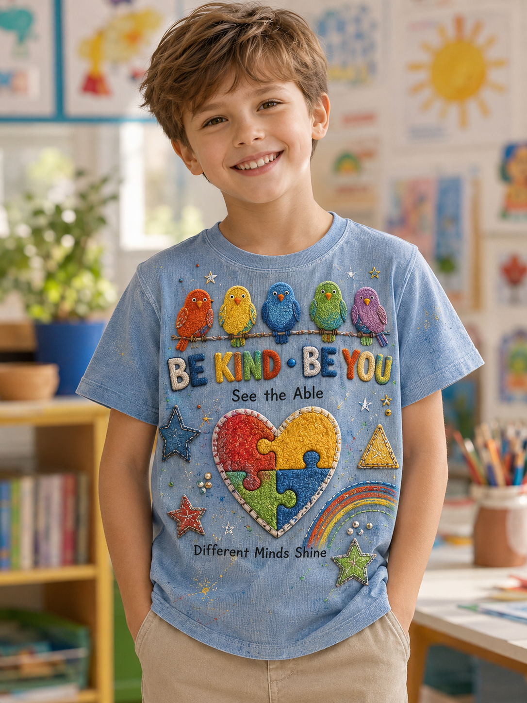 Children Autistic Disorder Print Short Sleeve T-Shirt