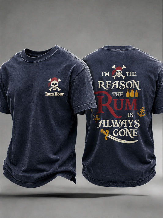 Men's "I am the reason the rum is always gone" Fun Pirate Rum Casual T-shirt