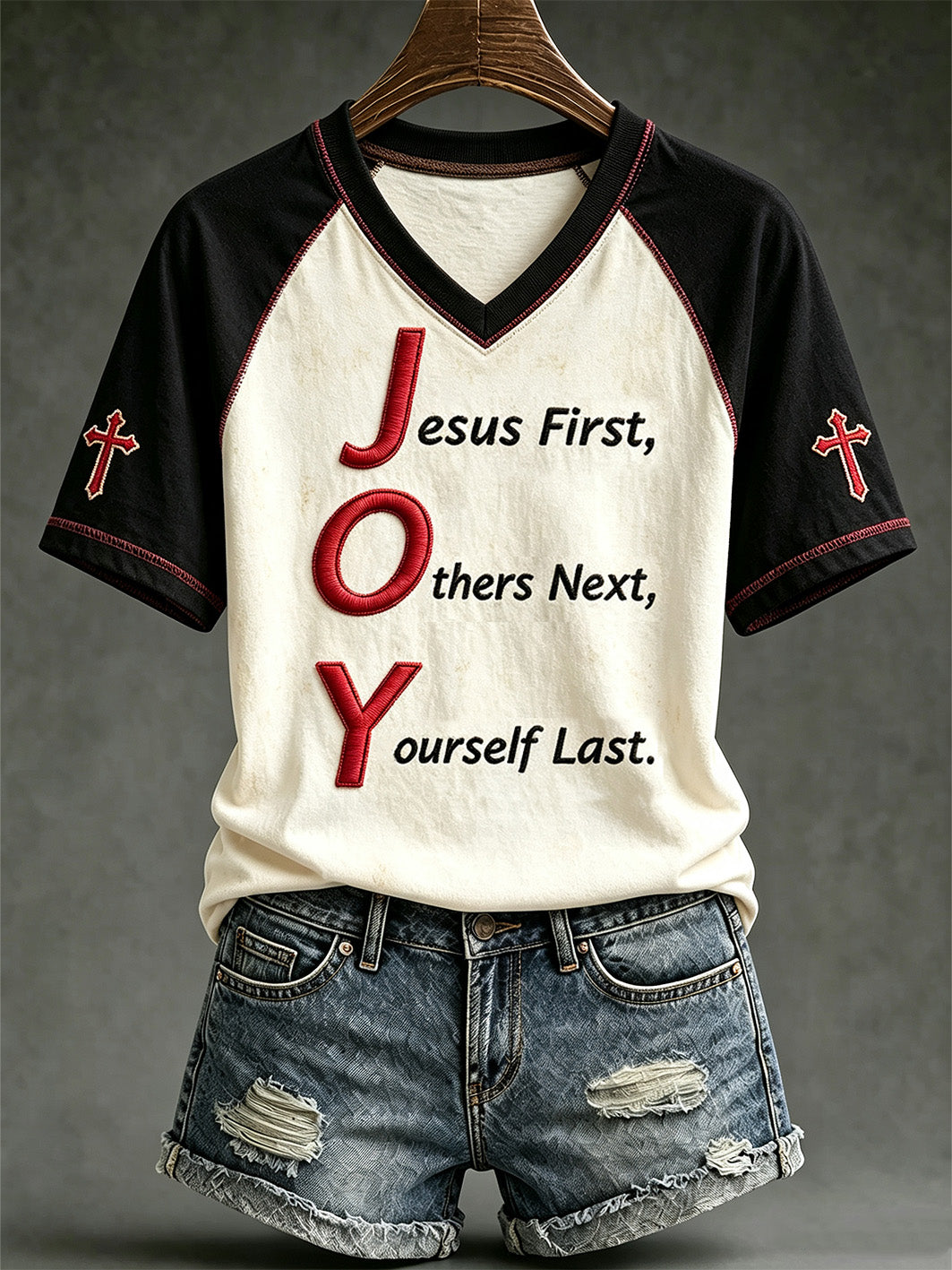 Women's faith-themed slogan pattern printed casual short-sleeve T-shirt
