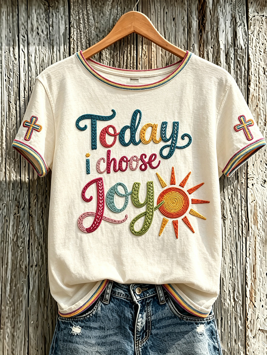 Women's faith-themed slogan pattern printed casual short-sleeve T-shirt