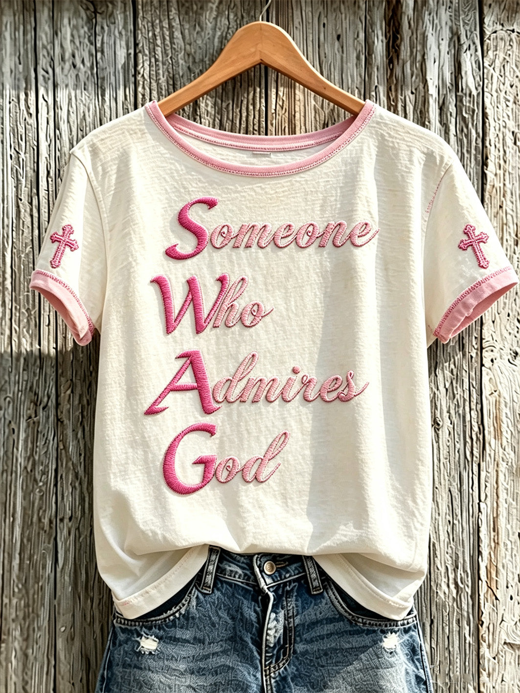 Women's faith-themed slogan pattern printed casual short-sleeve T-shirt