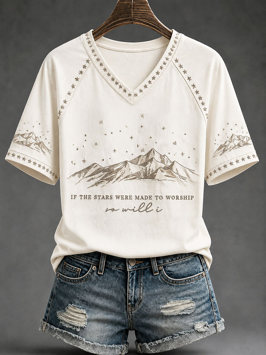 Woman's "If the stars were made to worship, so will I" - Psalm 148 Christian Casual T-shirt