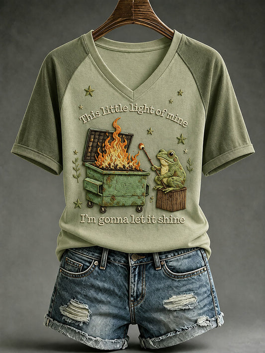 Women's This Little Light Of Mine I'm Gonna Let It Shine V-neck T-shirt