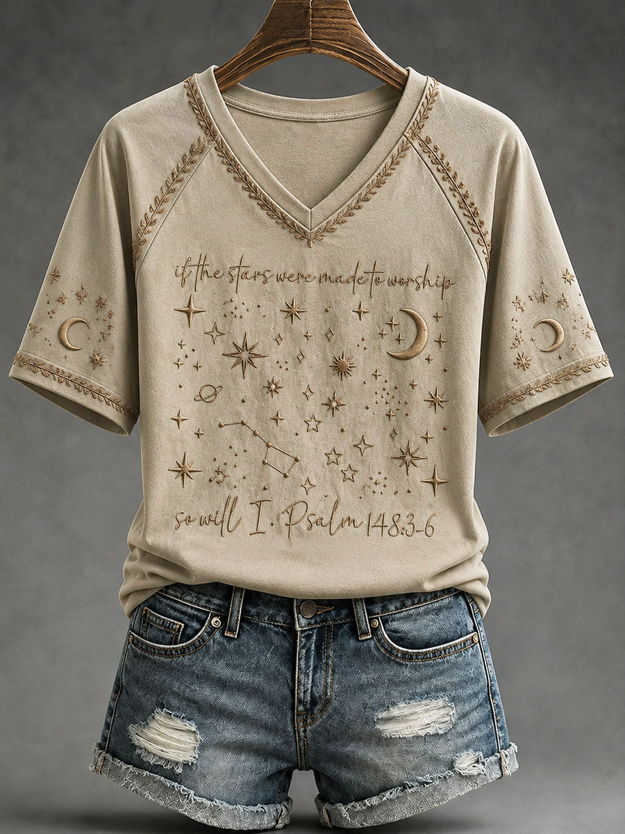 Woman's "If the stars were made to worship, so will I" - Psalm 148 Christian Casual T-shirt