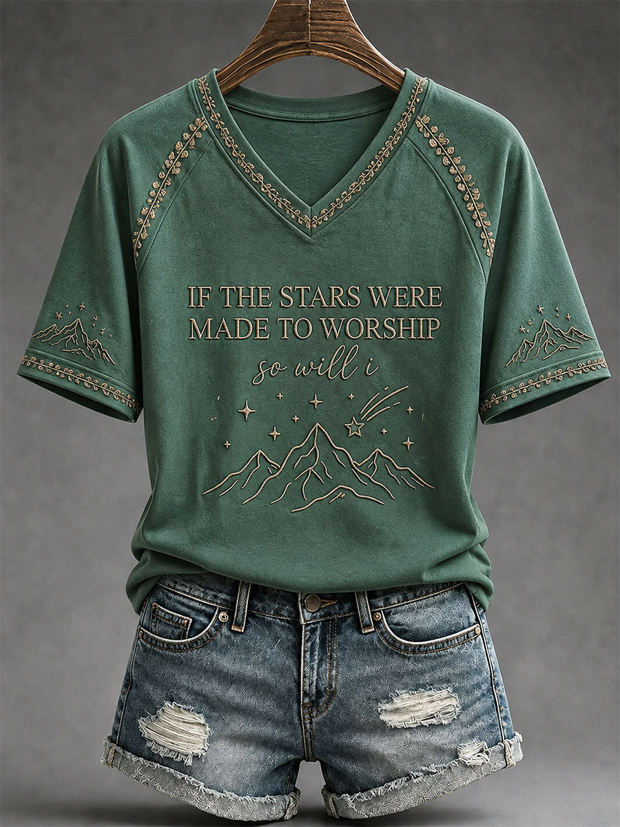 Woman's "If the stars were made to worship, so will I" - Psalm 148 Christian Casual T-shirt