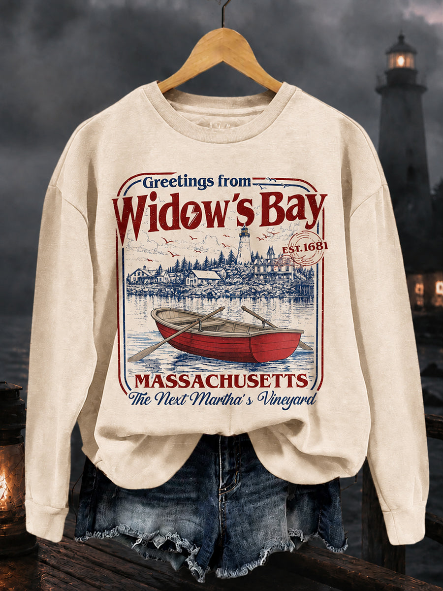 Women's Greetings From Widow’s Bay Halloween Horror Sweatshirt