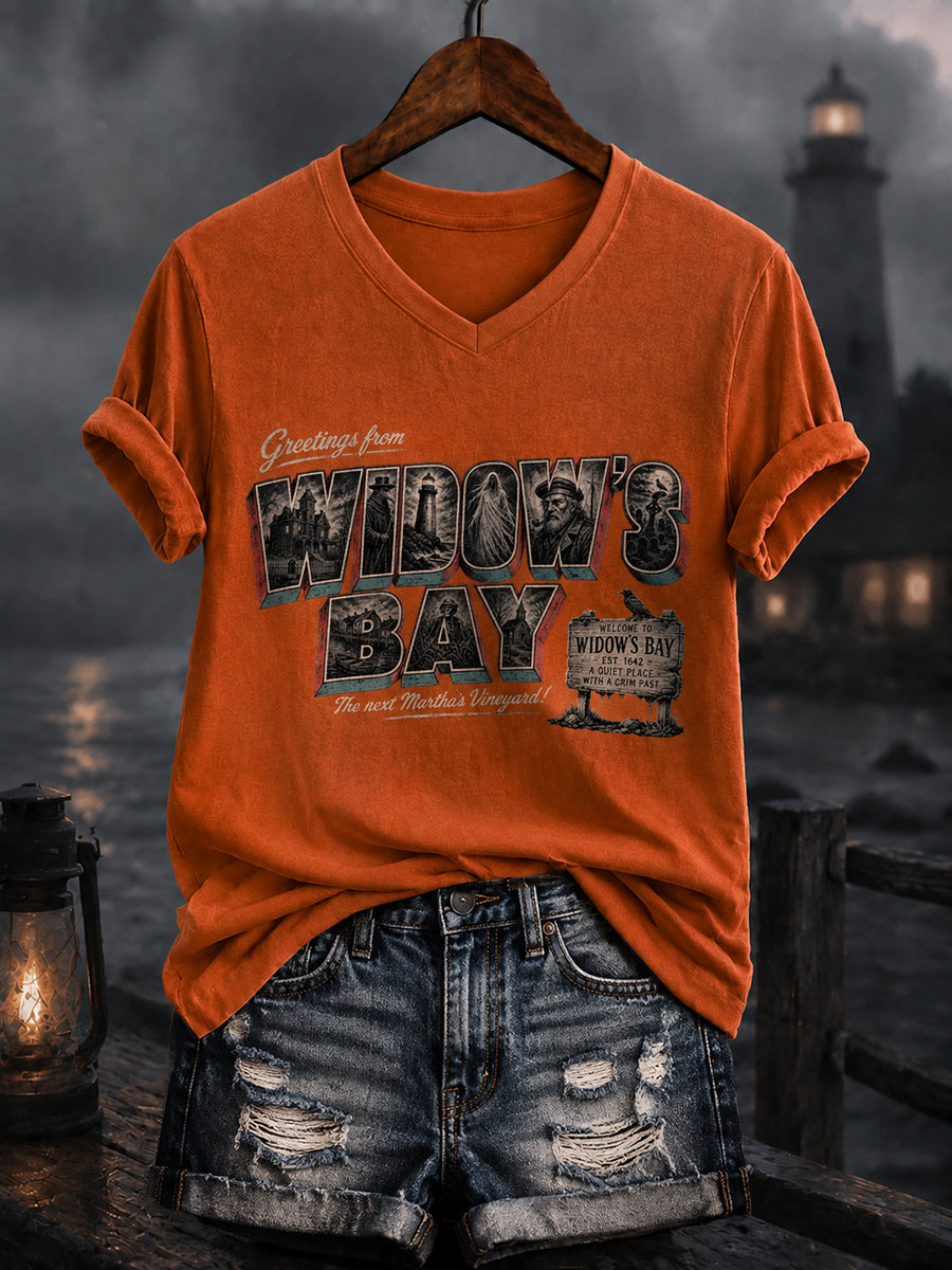 Women's Greetings From Widow’s Bay Halloween Horror T-shirt