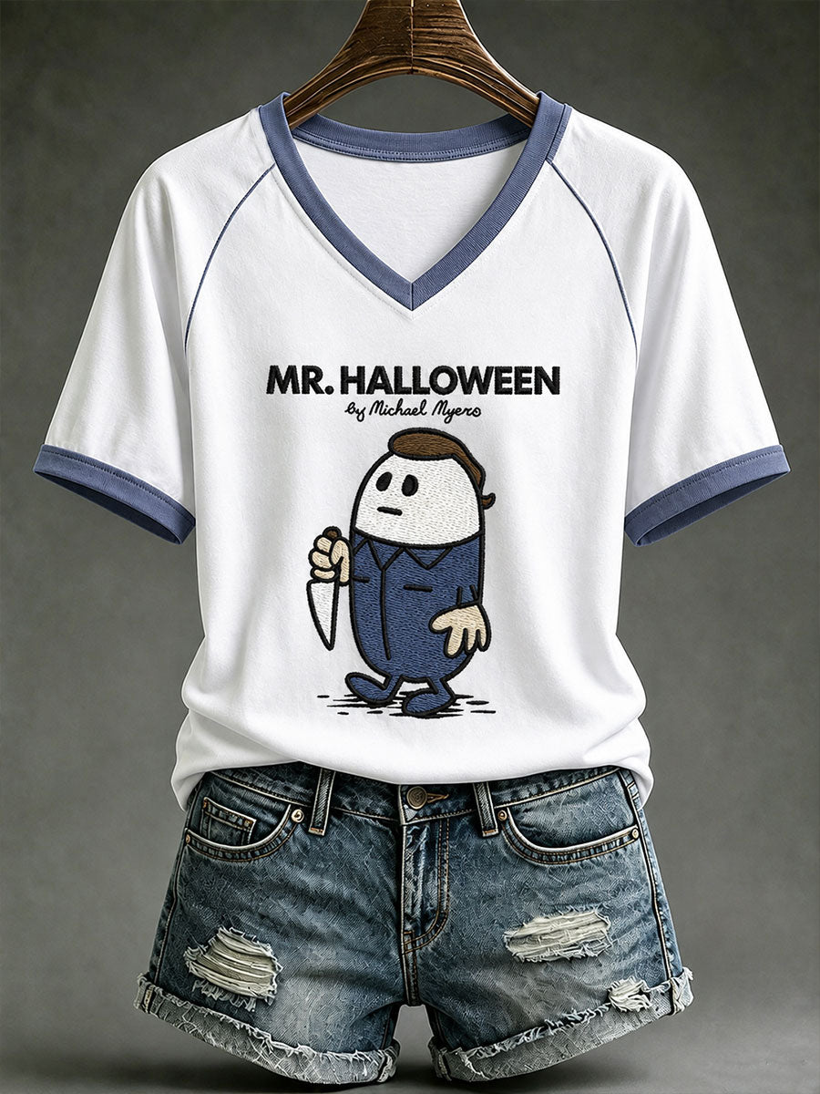 Women's Mr.Halloween V-neck T-shirt