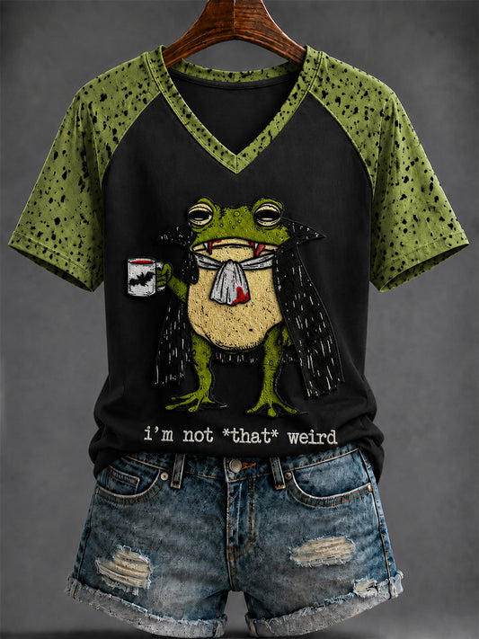 Women's Halloween Printed V-neck T-shirt