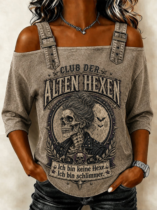 Women's Funny Halloween Print 3/4 sleeve T-shirt