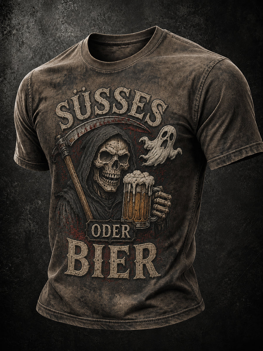 Men's Funny Halloween Print Short Sleeves T-shirt