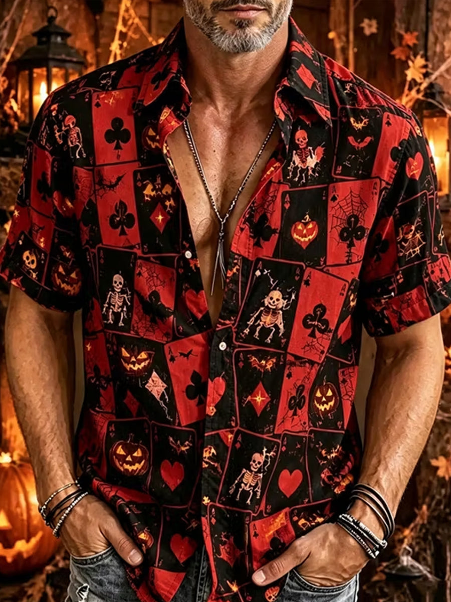 Retro Dark Punk Halloween Graphic Casual Shirt