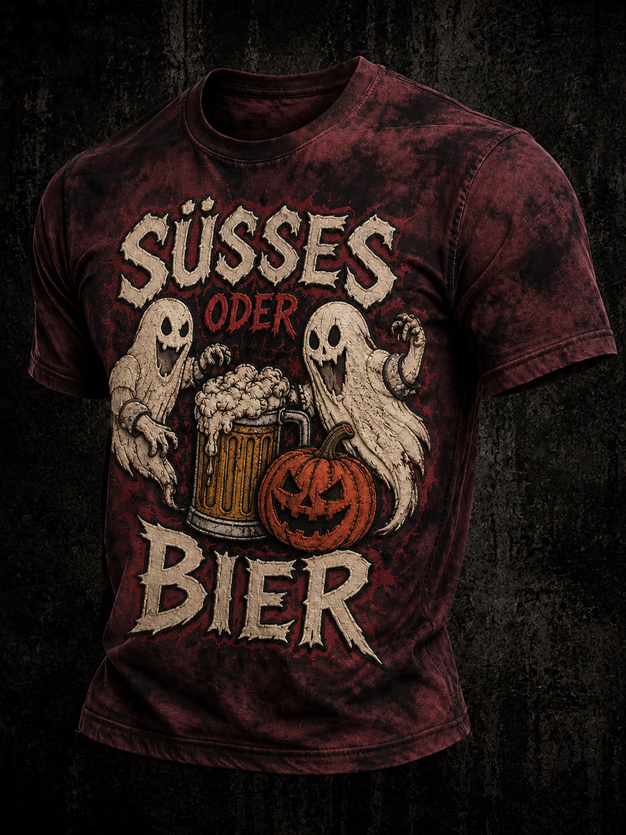 Men's Funny Halloween Print Short Sleeves T-shirt