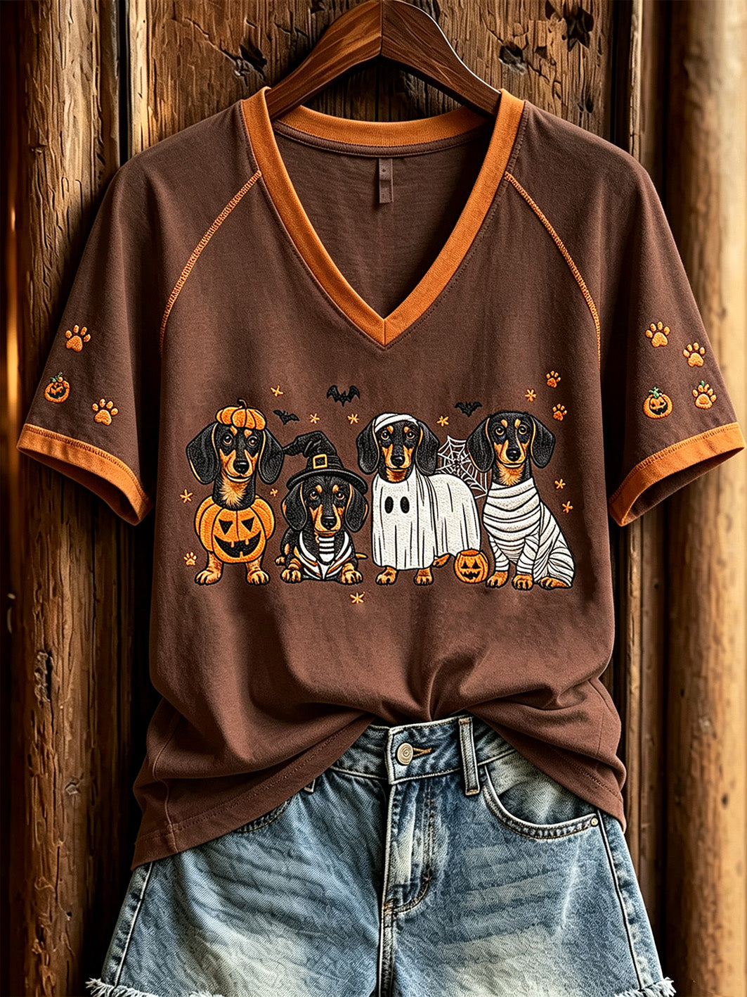 Women's Halloween-themed printed casual short-sleeve T-shirt
