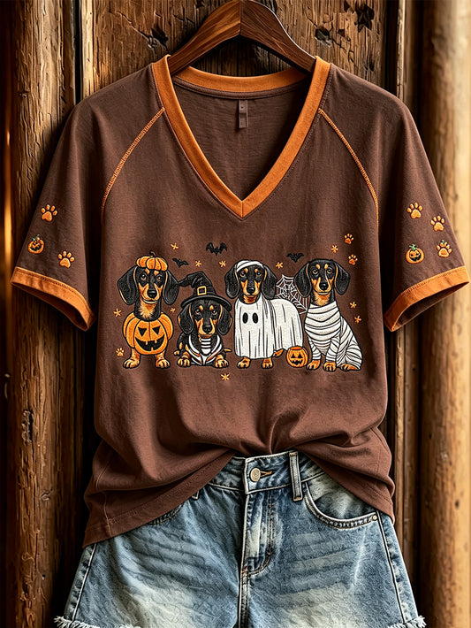 Women's Halloween-themed printed casual short-sleeve T-shirt