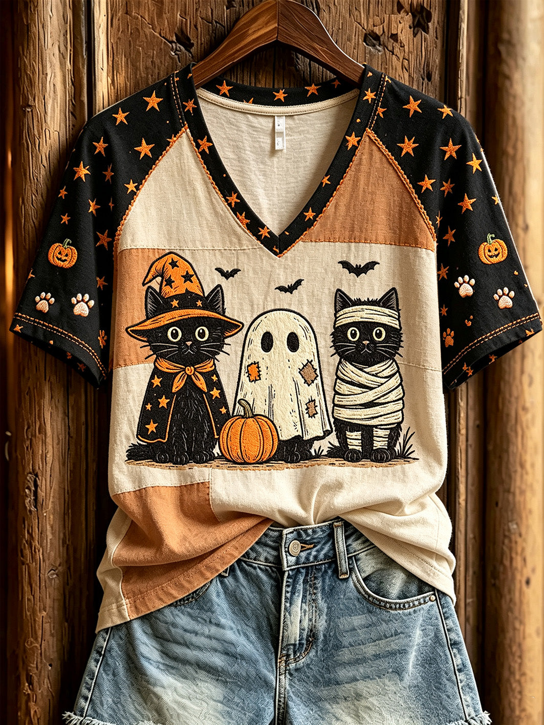 Women's Halloween-themed printed casual short-sleeve T-shirt