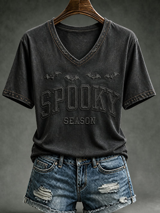 Women's Halloween Spooky Bat Short Sleeve T-shirt