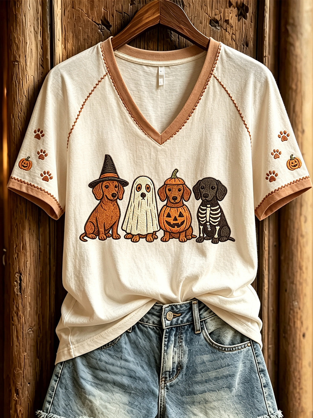 Women's Halloween-themed printed casual short-sleeve T-shirt