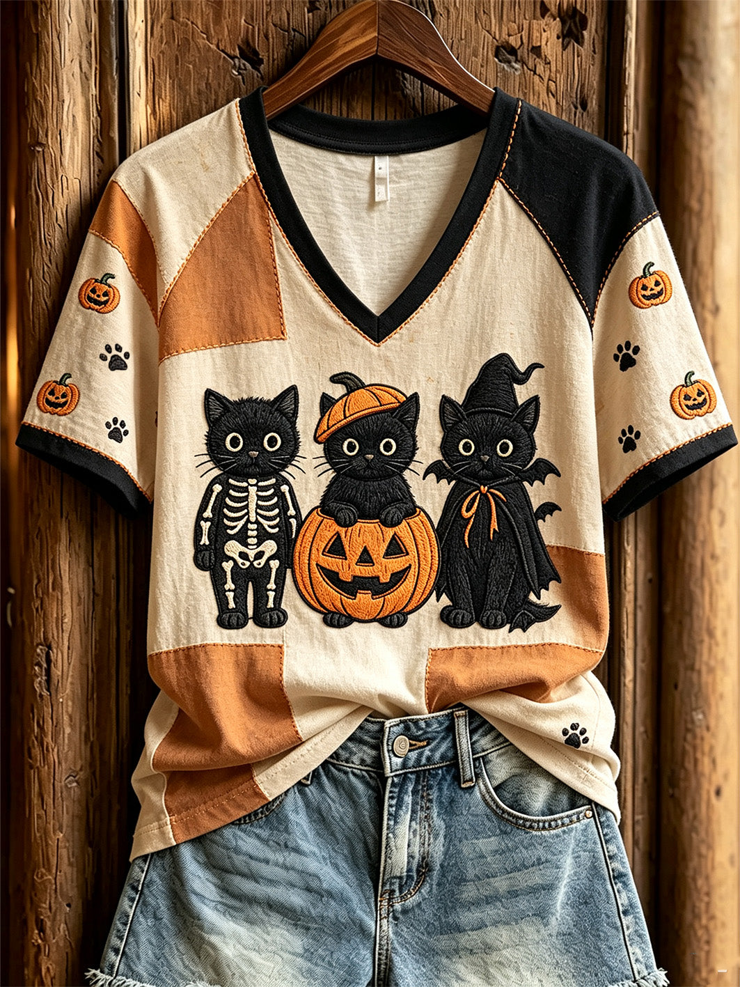 Women's Halloween-themed printed casual short-sleeve T-shirt