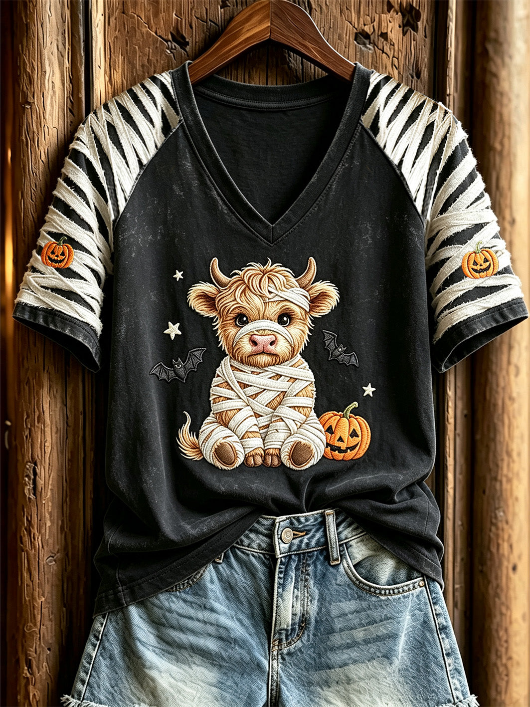 Women's Halloween-themed printed casual short-sleeve T-shirt