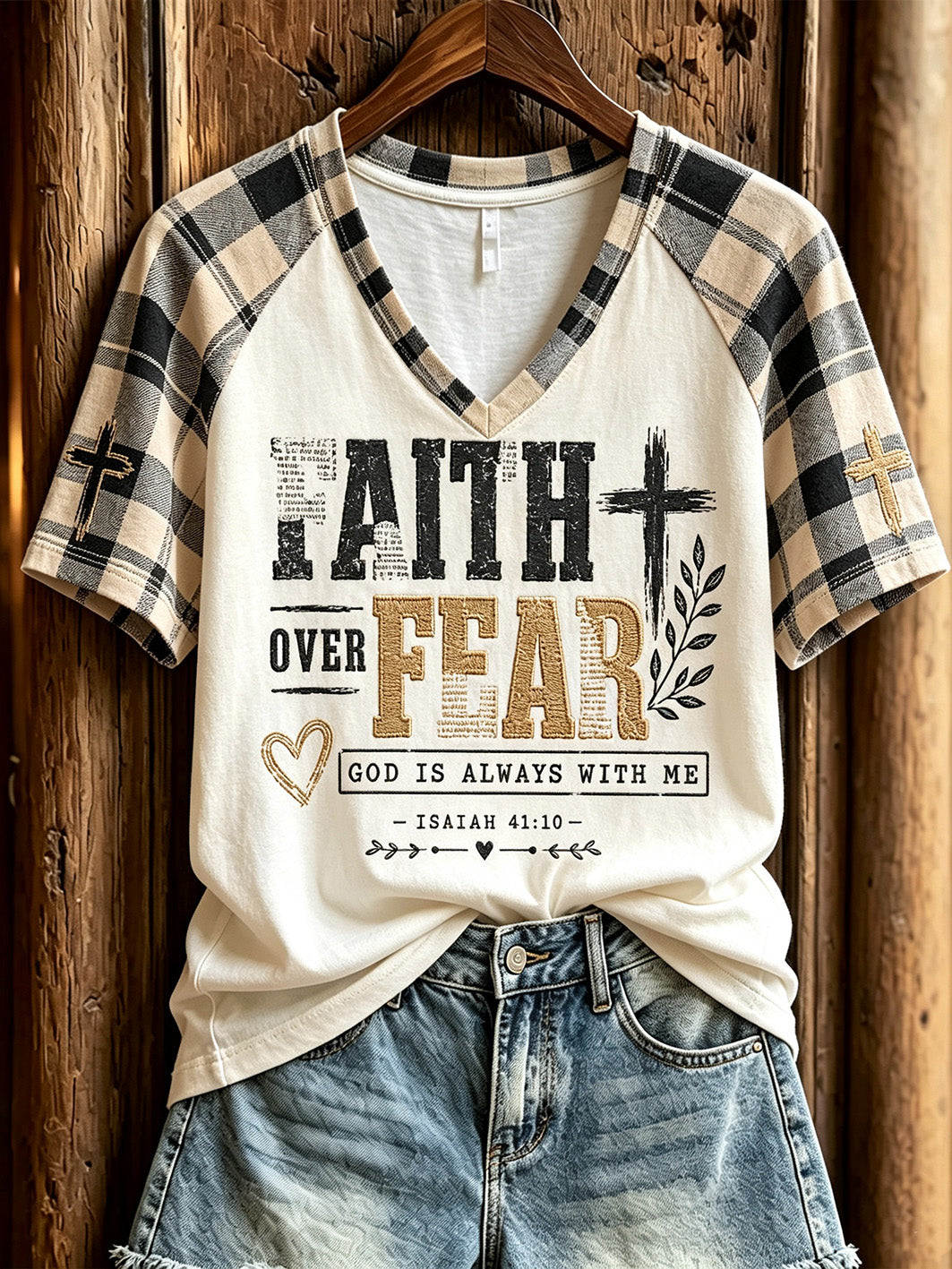 Women's faith-themed fun slogan pattern printed casual short-sleeve T-shirt