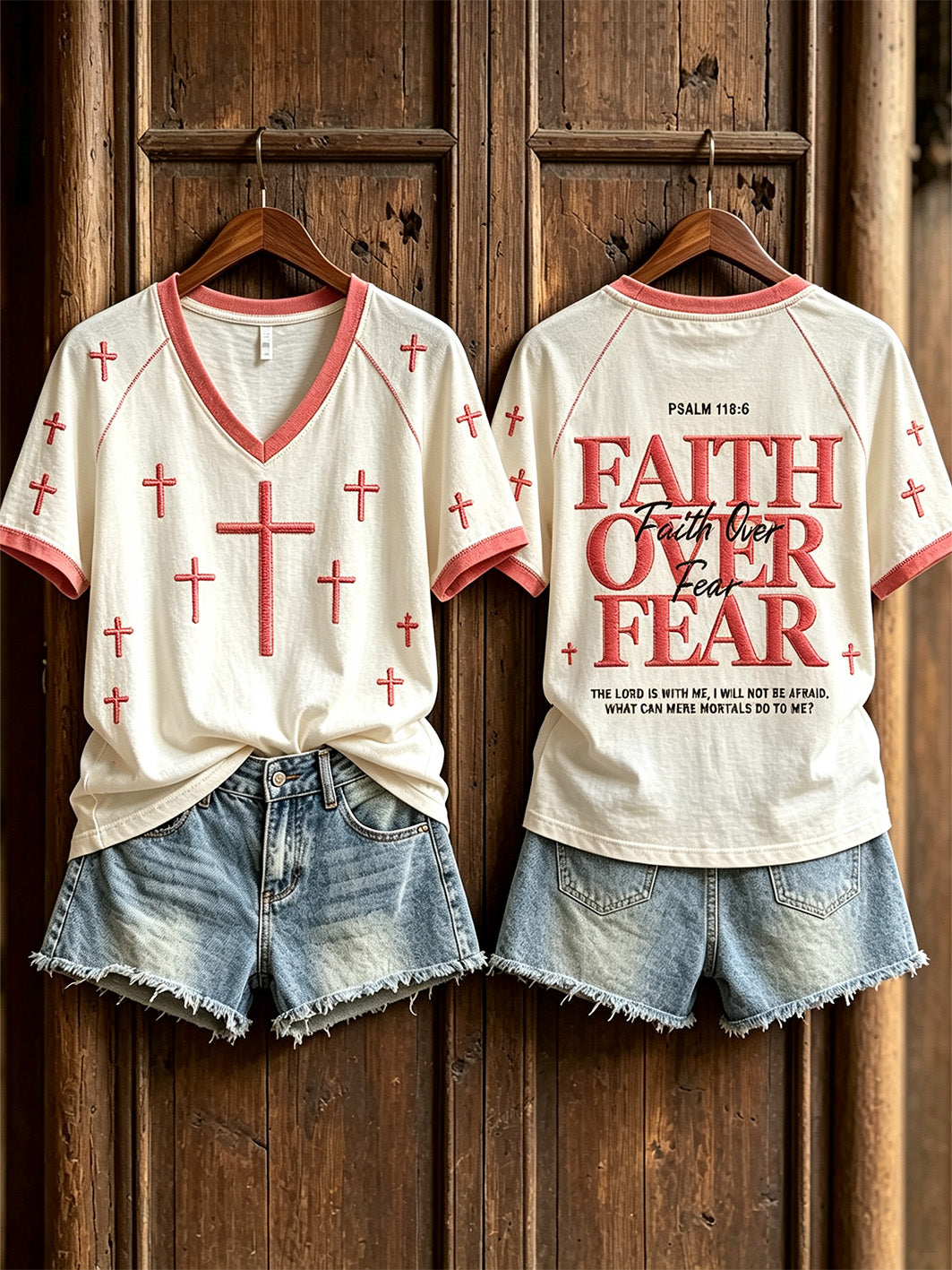 Women's faith-themed fun slogan pattern printed casual short-sleeve T-shirt