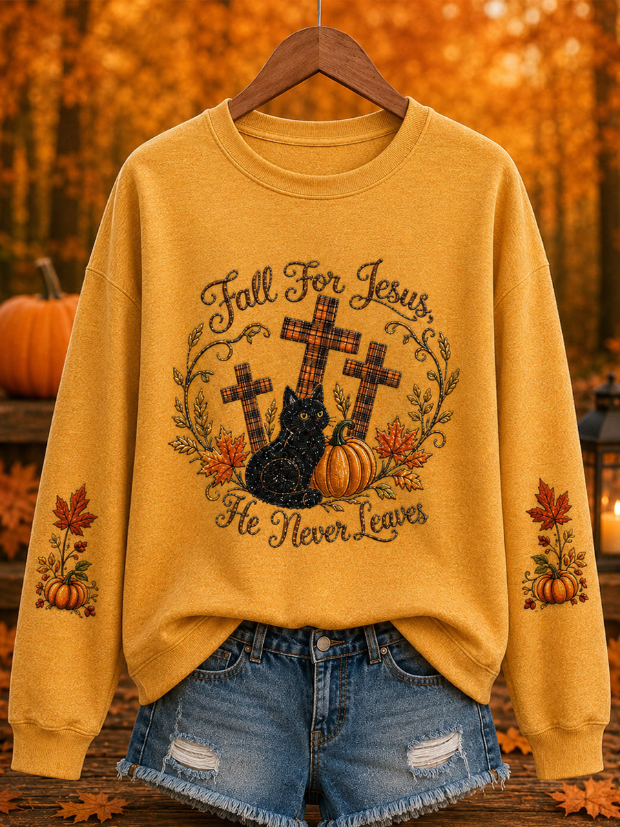 Women's Autumn Art "He Never Leaves" Print Sweatshirt