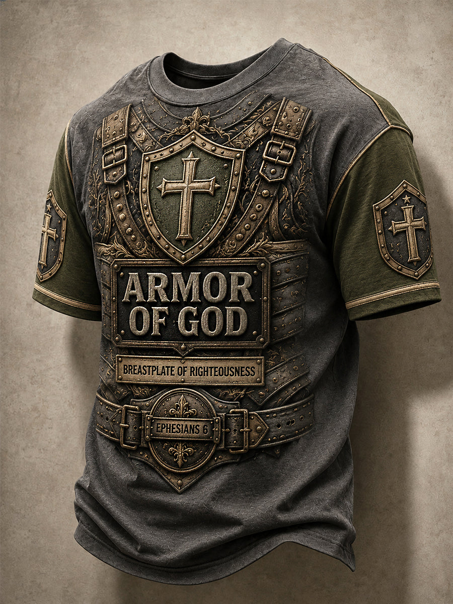 Men's Armor Of God Print Casual Tee