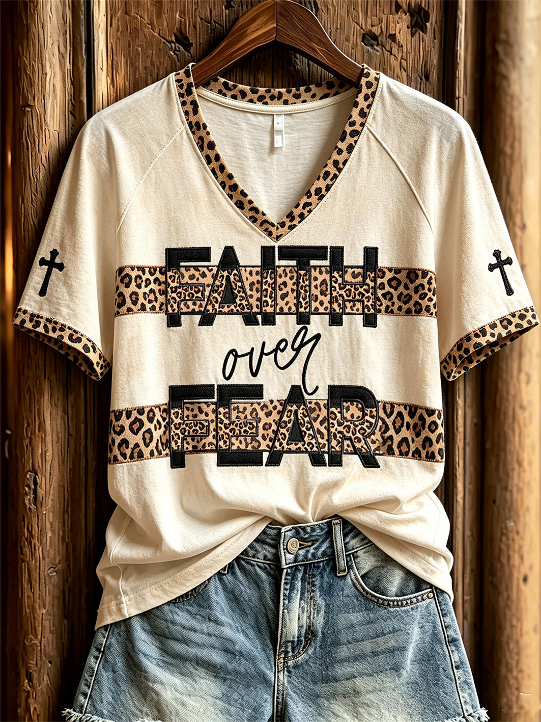 Women's faith-themed fun slogan pattern printed casual short-sleeve T-shirt