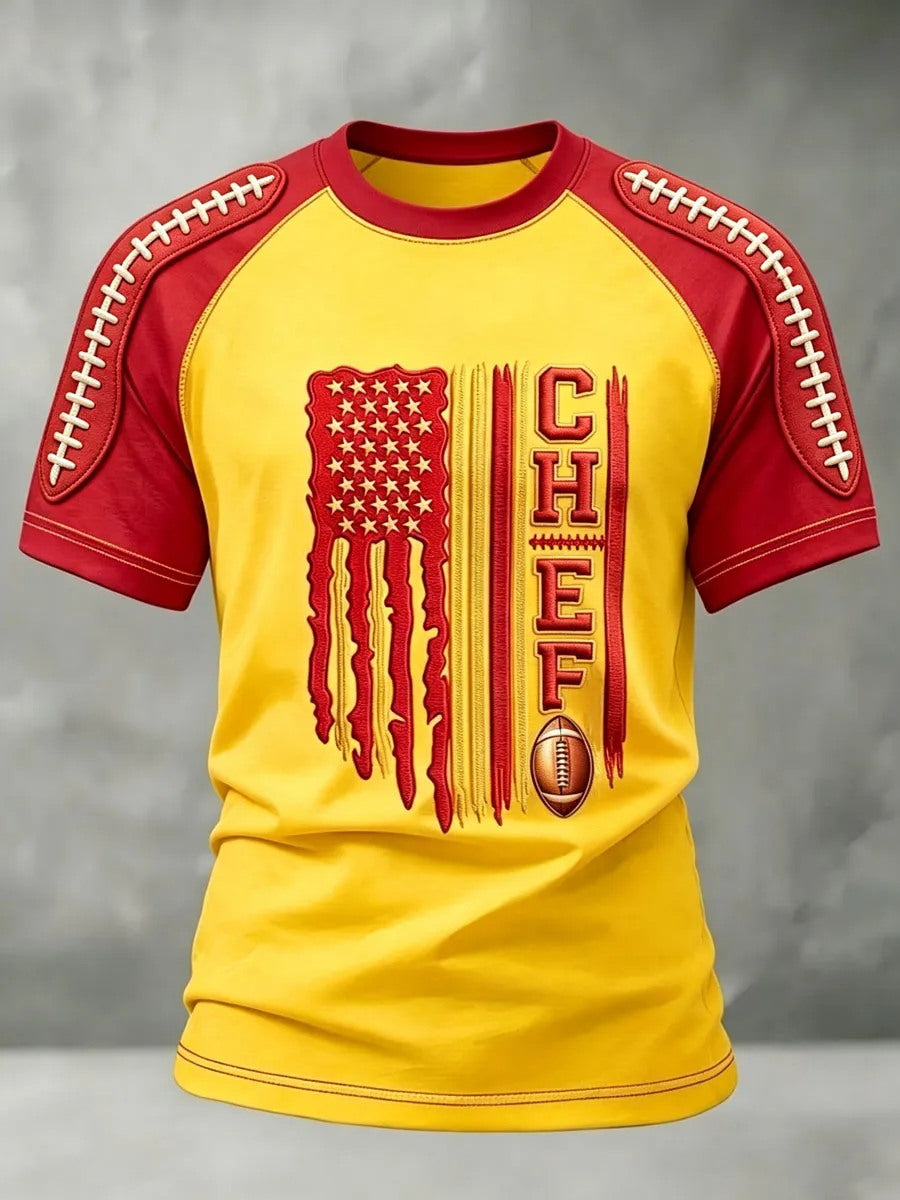 Men's Football Fan Print Casual T-Shirt