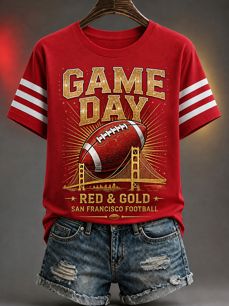 Women's Football Gameday Gift For Football Fans Casual Tee