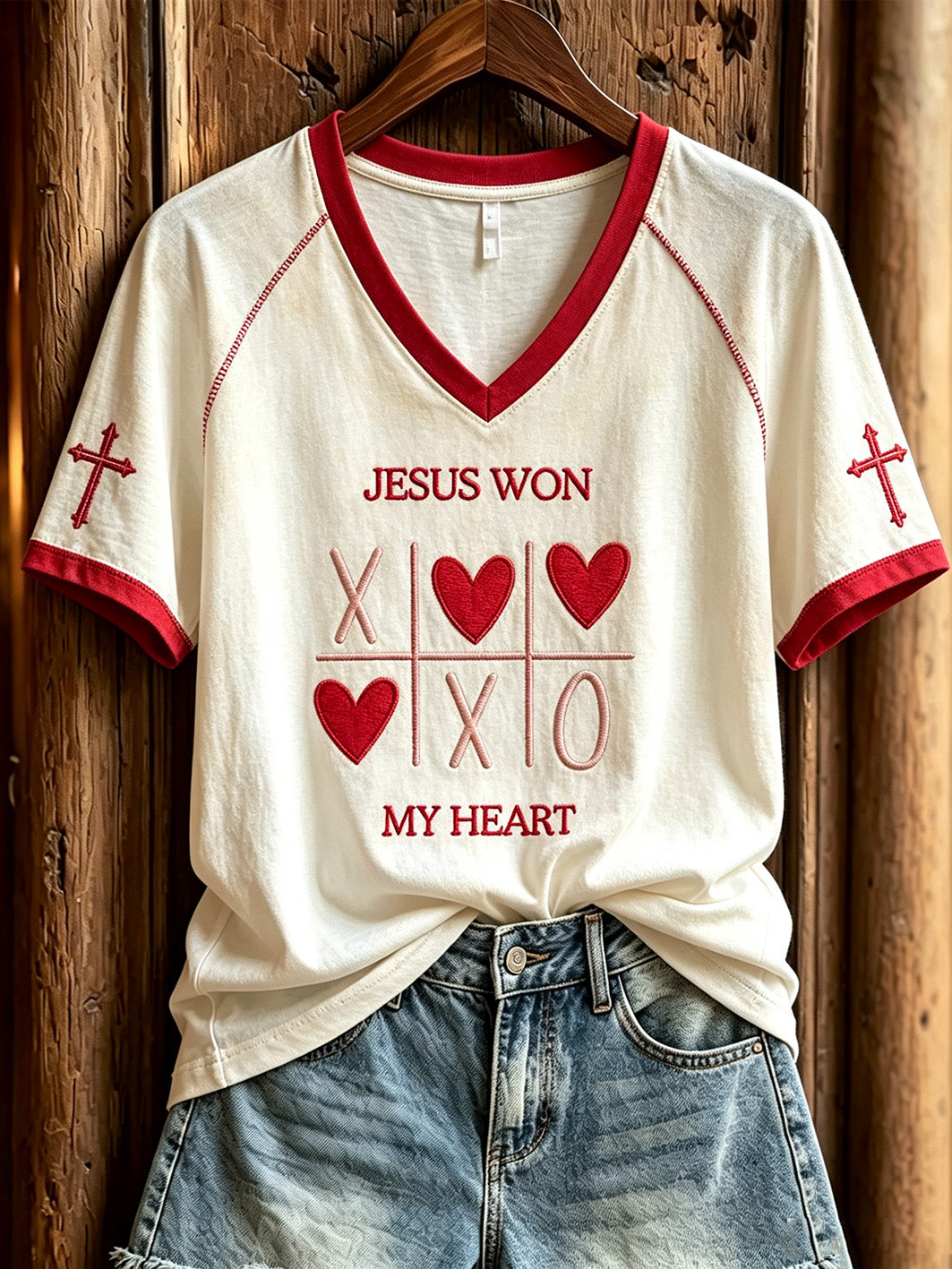 Women's faith-themed fun slogan pattern printed casual short-sleeve T-shirt