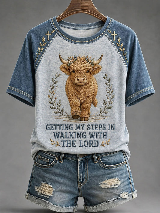 Women's Getting My Steps In Walking With The Lord Short Sleeve T-shirt