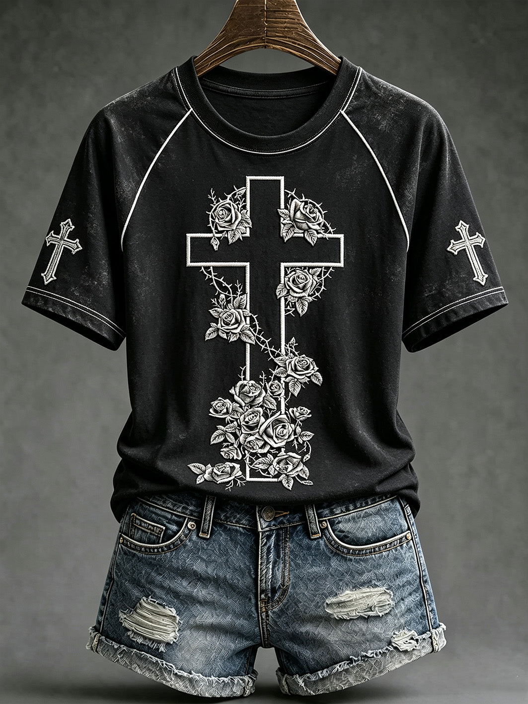 Women's faith-themed pattern printed casual short-sleeve T-shirt