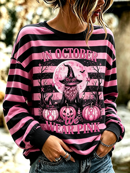 Women's Witches In October We Wear Pink Regular Sweatshirt