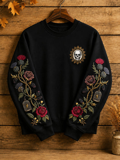 Women's Halloween Gothic Floral Casual Sweatshirt